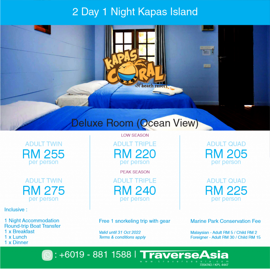 Kapas Coral Beach Resort 2D1N Deluxe