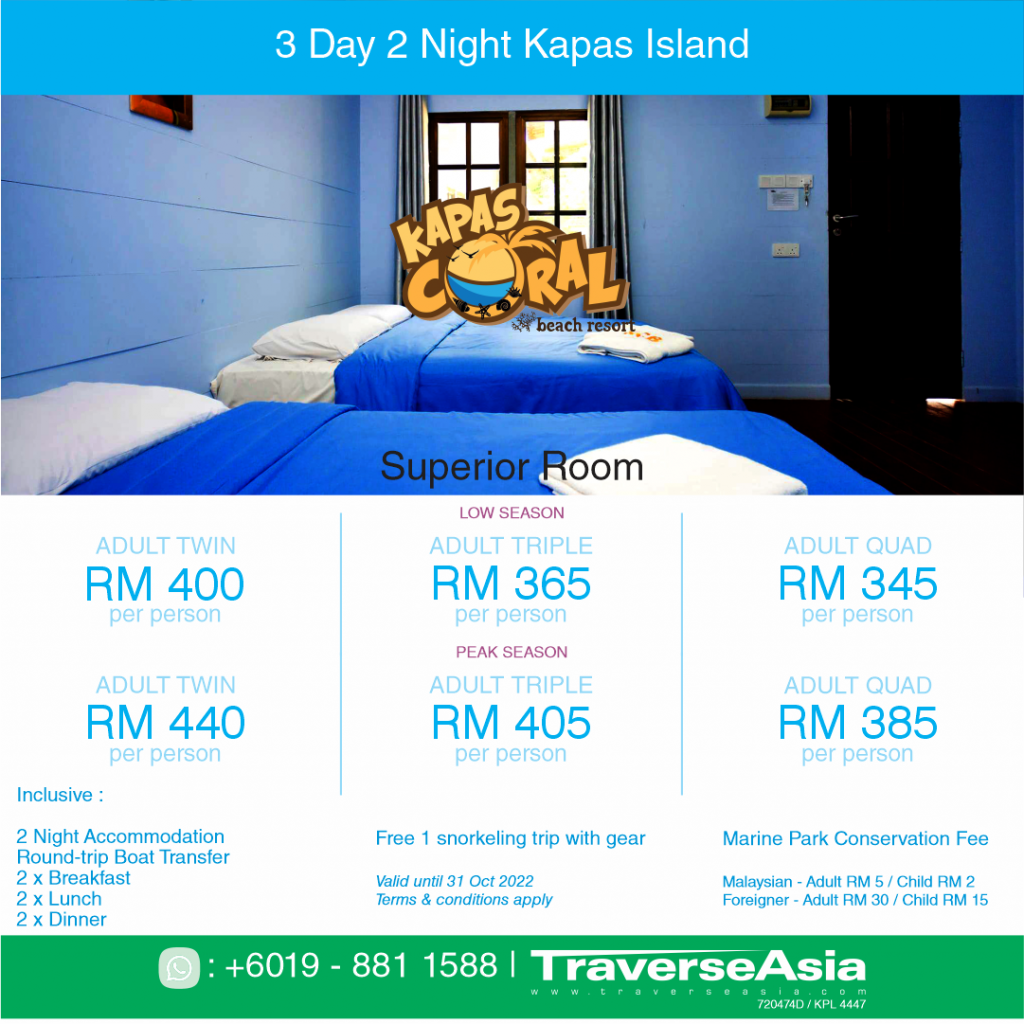 Kapas Coral Beach Resort 3D2N Superior